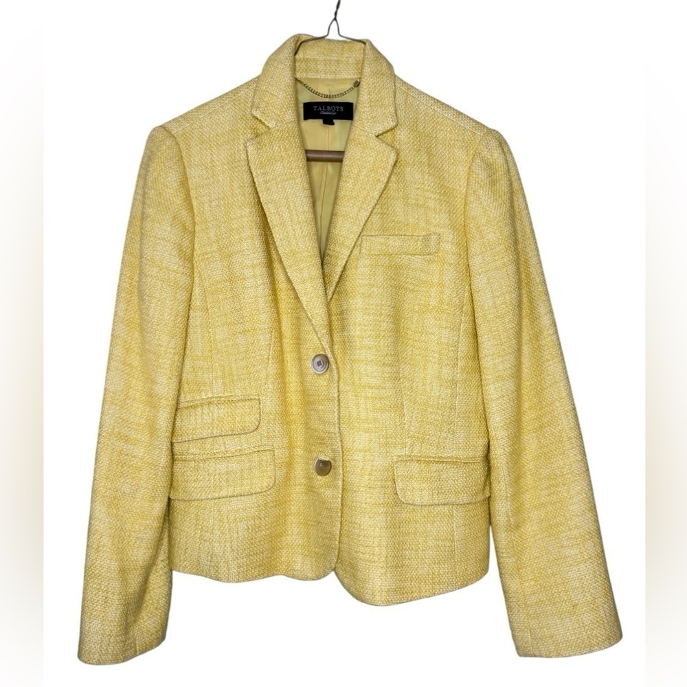 Talbots Yellow Tweed Blazer Size 6